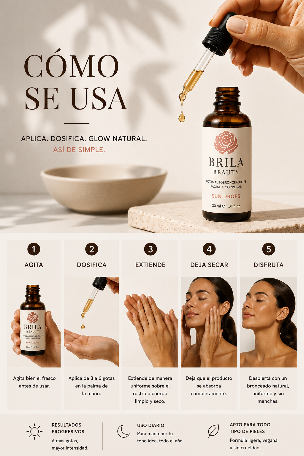Brilla Beauty Golden Drops — Gotas Autobronceadoras